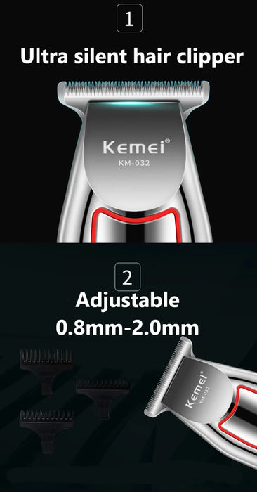 Kemei KM-032 electric hair clipper barber carving trimmer professional hair clipper ceramic blade cordless trimmer