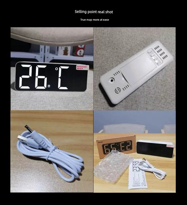 Rechargeable Thermometer Digital Digital Display Clock Home Use Household Bedroom Office Warehouse YK-OS003