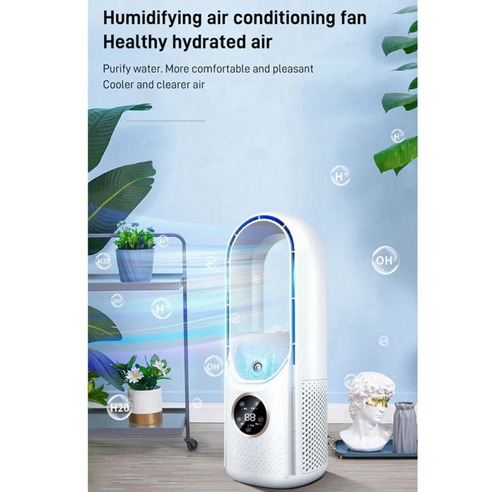 Portable USB Air Cooler Leafless Electric Fan 6 Speed Silent Timer Air Conditioner Cooling Fan Humidifier Conditioning Fan