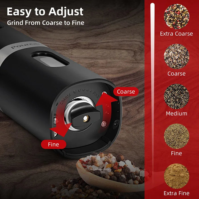 Electric Automatic Salt and Pepper Grinder Set Spice Mill Adjustable Coarseness Spices Grinder Rechargeable Base Kitchen Tools