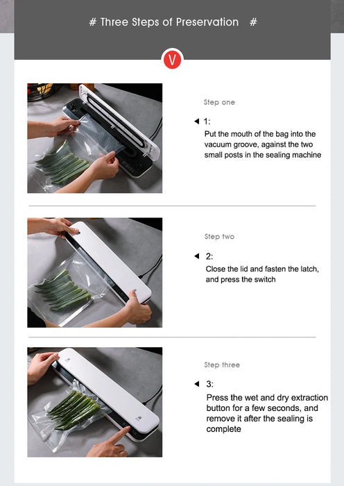Vacuum Sealer Machine Fully Automatic One Button Operation for Food Air Sealing System Preserve Freshness and Extend Shelf Life