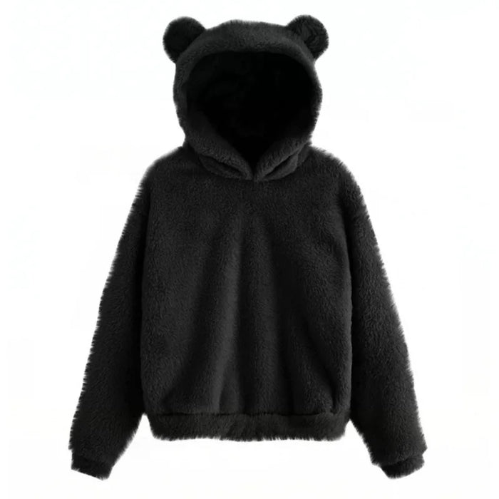 New Plush Rabbit Ear Hooded Autumn Winter Double-sided Velvet Warm Cute Sweater Home Loose Pullover Fashion Casual Tops