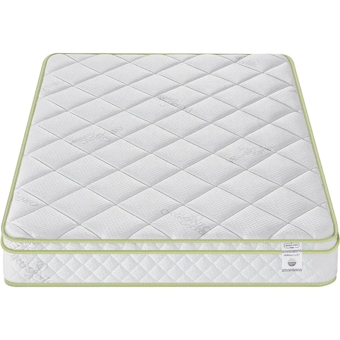 Full Size Mattress - 8 Inch Cool Comfort Foam & Spring Hybrid Mattress with Breathable Organic Cotton Cover - Quilted