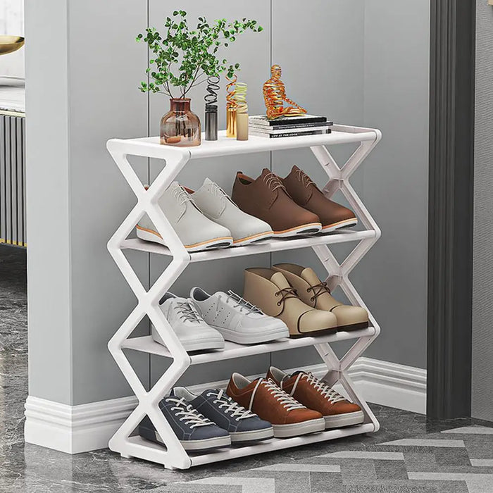 Multi Tier Shoes Storage Rack  Organizer Cabinet shelf  Space Saving Entryway Furniture Shoe Stand  Dustproof Sneakers Shelf