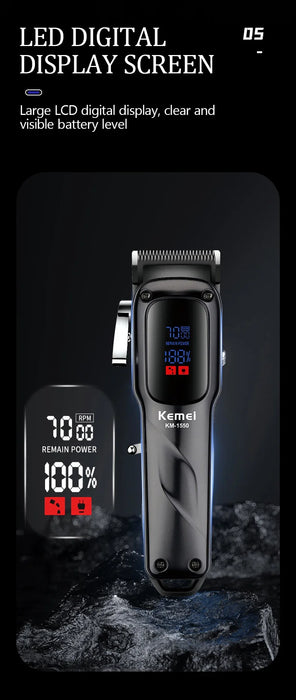 Kemei Professional Barber Hair Trimmer For Men Adjustable Rechargeable Hair Clipper Electric Hair Cutting Machine Cordless