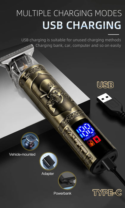 KIKIDO LCD Electric Hair Clipper Carving Electric ShaverOil Shaving Head Electric Pusher Rechargeble  Hair Trimmer for Men