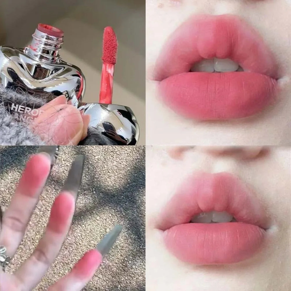 6-Color Lasting Matte Lip Gloss Non-Stick Cup Velvet Smooth Pomegranate Color Plump Lips Waterproof Smudge-proof Lipglaze Makeup