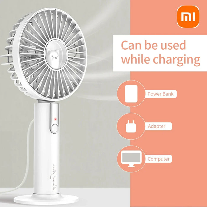 Xiaomi Summer Mini Fan Portable 3 Speed Adjustable Fans USB Rechargeable Desk Handheld Air Conditioner Cooler For Outdoor