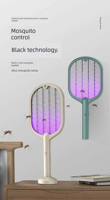 Smart For Home 2-in-1 Electric Mosquito Swatter Rechargeable Mosquito Killer Mosquito Trap Fly Electric Shock Mosquito Killer Battery Racket Swatter