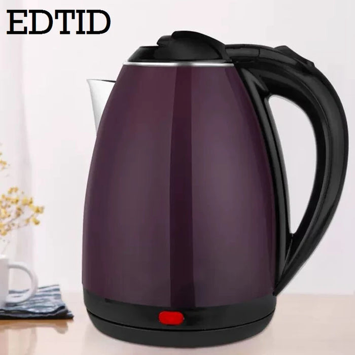 EDTID 2L Stainless Steel Electric Kettle Household Quick Heating Hot Water Boil Kettles Auto Power-off Tea Boiler Teapot EU US