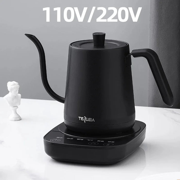 800ml Electric Kettle Gooseneck Coffee Pot Thermo pot Temperature-Control Heating Water Bottle 304 Stainless Steel Teapot 220V