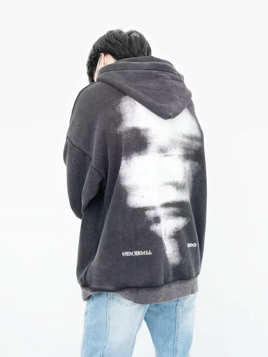 Deeptown Grunge Emo Zip Up Graphic Sweatshirts Oversize Gothic Punk Dark Letter Grey Hoodies Women Hip Hop Streetwear Loose Tops