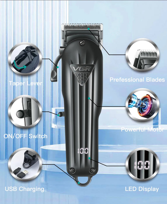 VGR Hair Clipper Professional Hair Cutting Machine Rechargeable Barber Hair Trimmer Cordless Haircut Clipper for Men V-282 V-982