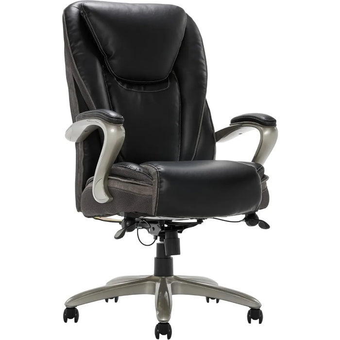 Serta® Smart Layers™ Hensley Big & Tall Ergonomic Bonded Leather High-Back Chair, Black/Silver