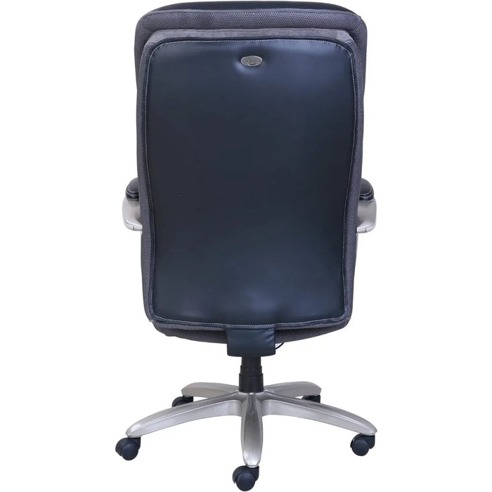 Serta® Smart Layers™ Hensley Big & Tall Ergonomic Bonded Leather High-Back Chair, Black/Silver