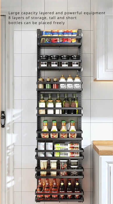 Multi-Layer Wall Mount Rack Bathroom Pantry Door Shelf And Pantry Organizer Storage Racks With Adjustable Basket Kitchen Storage