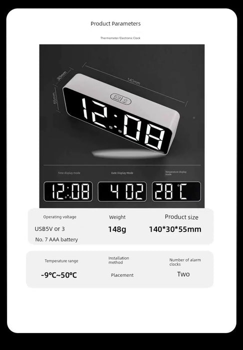 Rechargeable Thermometer Digital Digital Display Clock Home Use Household Bedroom Office Warehouse YK-OS003