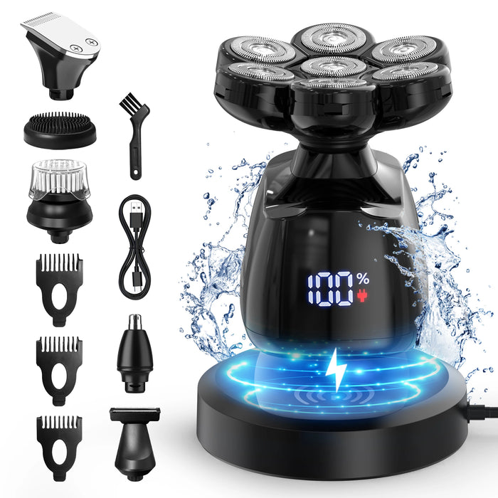 Sejoy Electric Head Shaver for Bald Men 7D Magnetic Razor Hair Trimmer USB Rechargeable LED Display Waterproof Beard Shavers