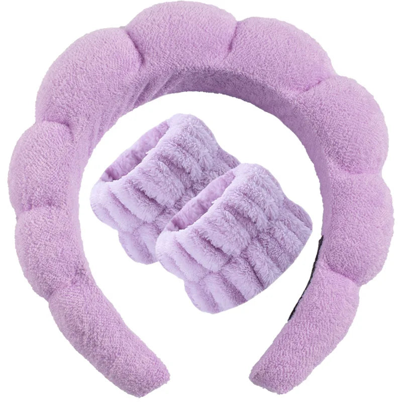 Terry Towel Cloth Headband Face Wash Headband Puffy Makeup Hairbands for Face Washing Soft Shower Wash Wristbands