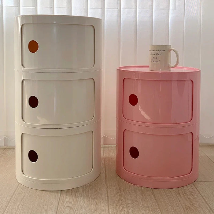 Creative Bedroom Bedside Table Modern Minimalist Round Storage Small Cabinet Large Capacity Plastic Side Cabinet 협탁