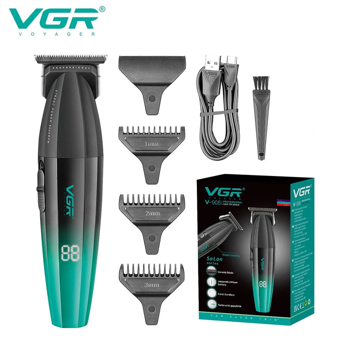 VGR Hair Clipper Professional Hair Cutting Machine Barber Rechargeable Hair Trimmer Metal Haircut Machine Clipper for Men V-906