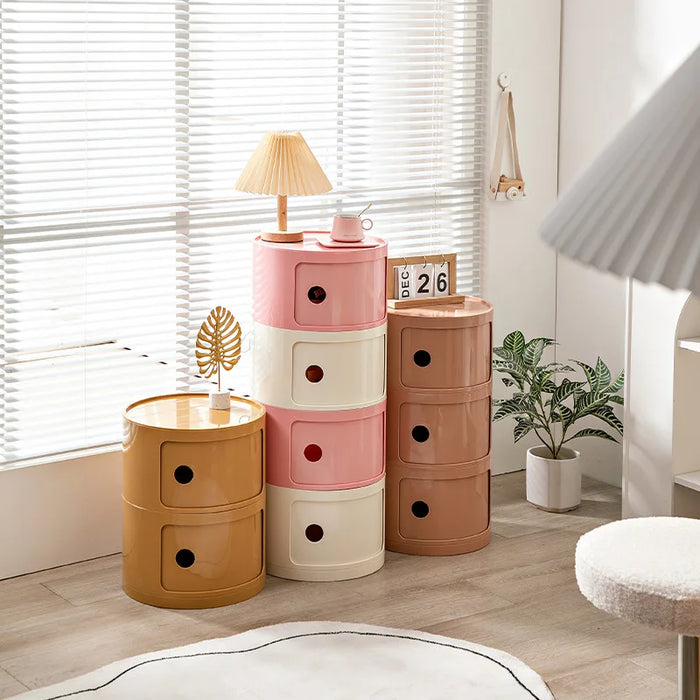 Creative Bedroom Bedside Table Modern Minimalist Round Storage Small Cabinet Large Capacity Plastic Side Cabinet 협탁