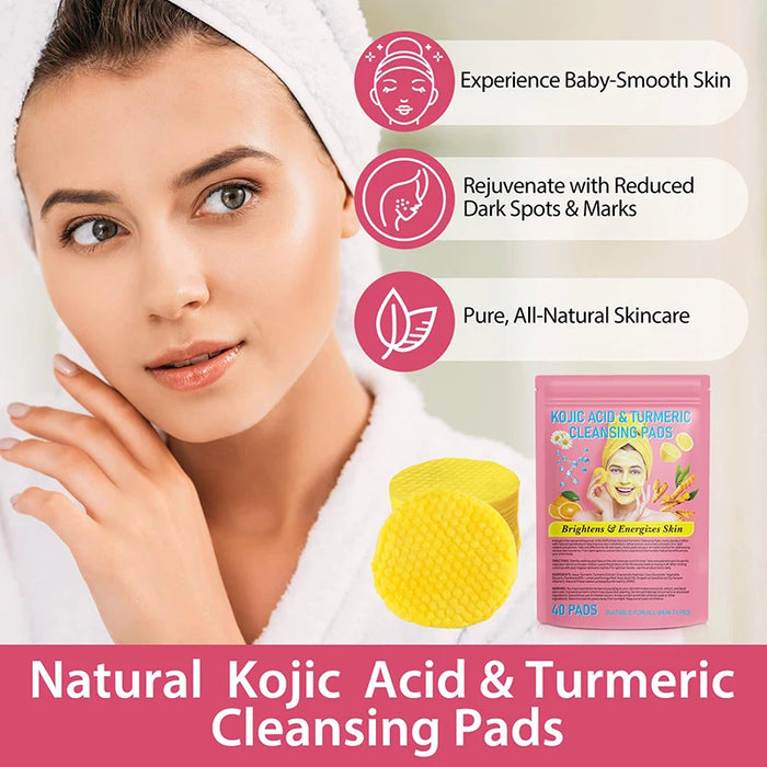 30/40pcs Turmeric Kojic Acid Exfoliating Cleansing Pads Fades Dark Spots Exfoliates Skin Pads Facial Care Supplies