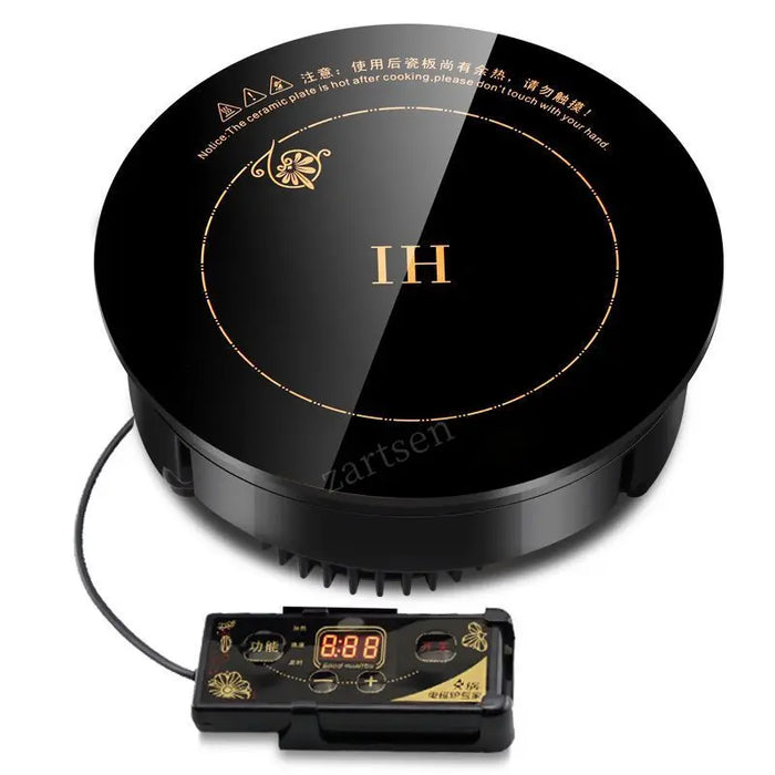 1200W Round Electric Magnetic Induction Cooker Wire Control Black Crystal Panel Hotpot Cooktop Stove Cooktop Hot Pot Oven