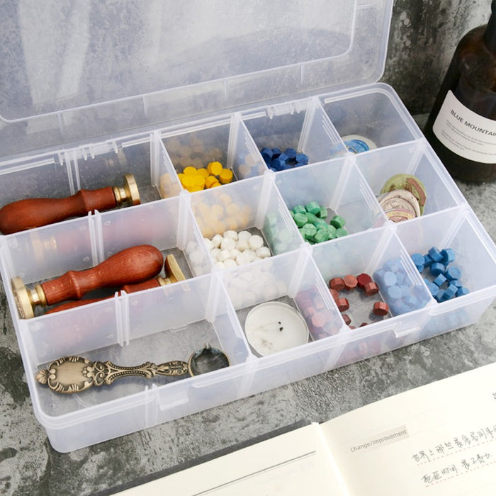 Transparent Desktop Storage Box 15 Grid Split Storaging Box Wax Seal Wax Particles Storage Device Portable Fire Paint Storage Box