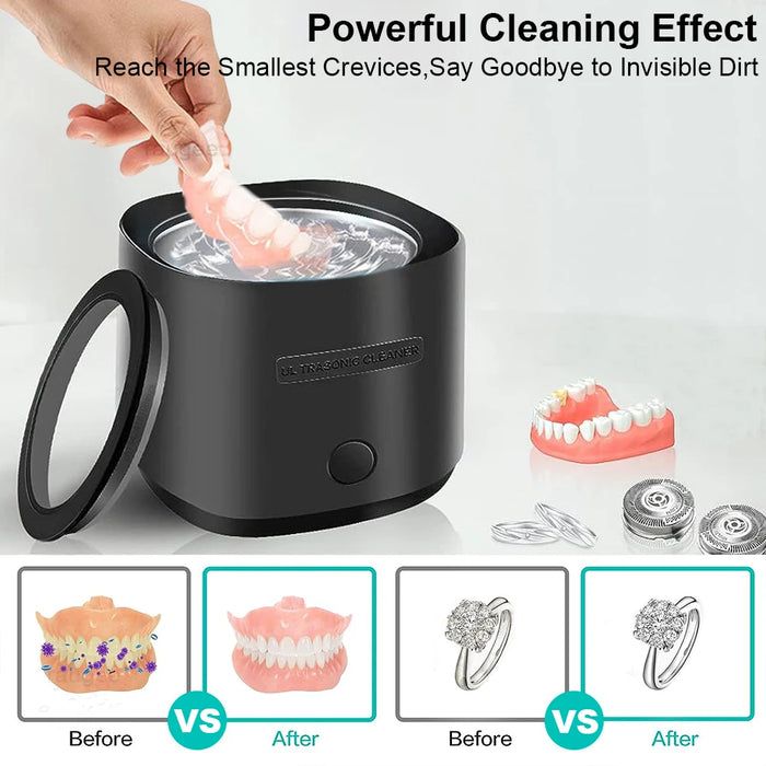 Ultrasonic Cleaner for Dentures Retainer Ultrasound Jewelry Cleaner 42kHZ Ultrasonic Cleaning Bath for Jewelry Denture Retainer