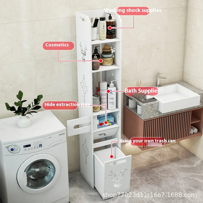 Floor Standing Bathroom Cabinet Multi-Layer Toilet Edge Cabinet Toilet Side Cabinet Storage Slot Storage Cabinet Waterproof