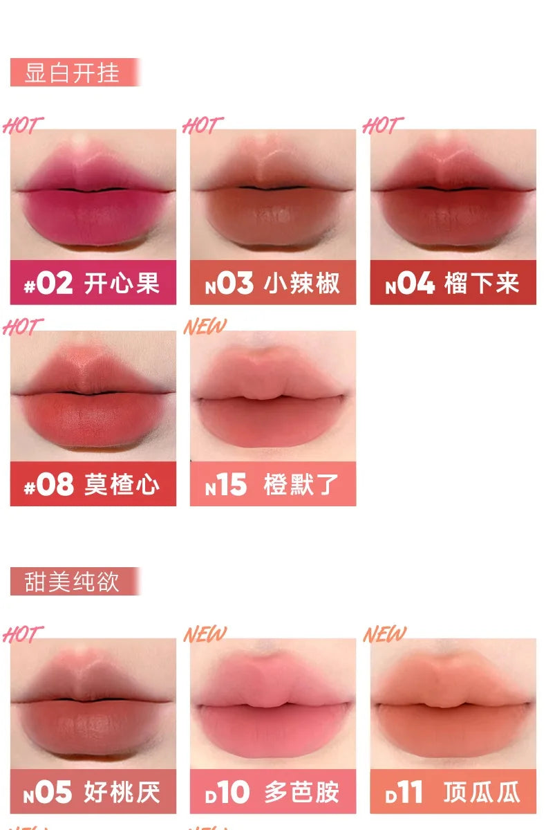 Judydoll Hydrating Non-sticky Lip Powder Cream Cushion Lipstick Matte Lip Stain White Lipsticks Light Lines Lip Clay Cosmetics