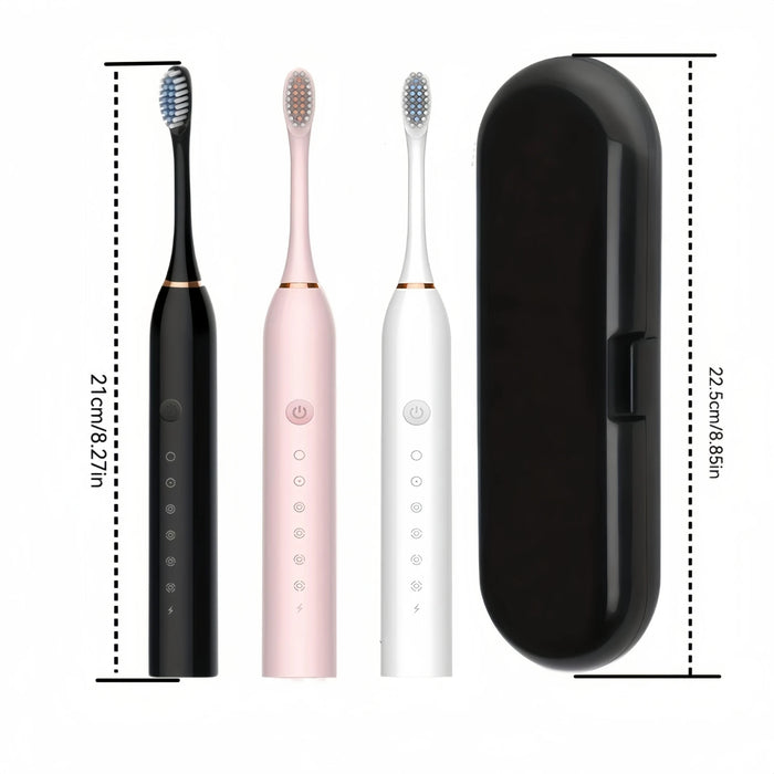 Sonic Electric Toothbrush - 8 Brush Heads & USB Rechargeable Tooth Brush - Black Travel Case & 6 Modes Smart Timer - Effective T