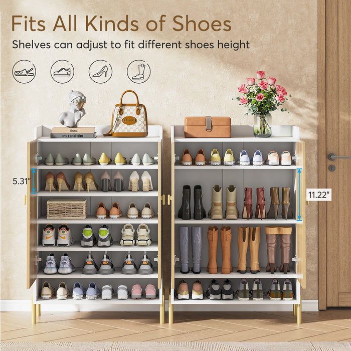 Tribesigns Shoe Cabinet Storage Entryway: 6-Tier Shoe Organizer Cabinet with Adjustable Shelves