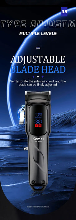 Kemei Professional Barber Hair Trimmer For Men Adjustable Rechargeable Hair Clipper Electric Hair Cutting Machine Cordless