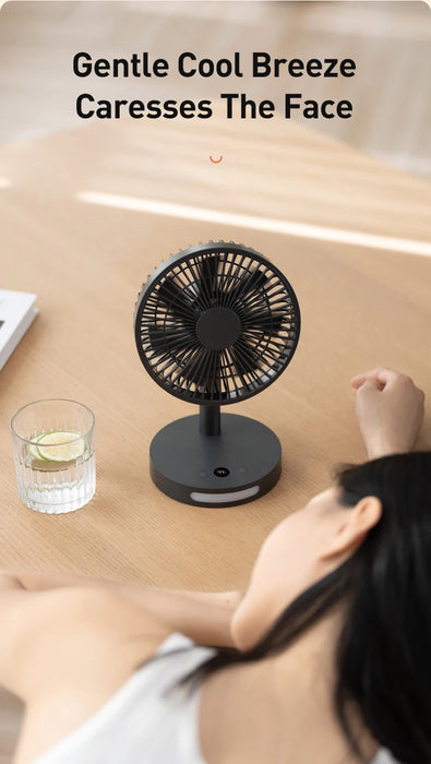 Vissko USB Desk Fan Strong Airflow & Quiet Operation Five-Speed Wind Mini Table Fan 3600mAh Angle Adjustable for Office Bedroom