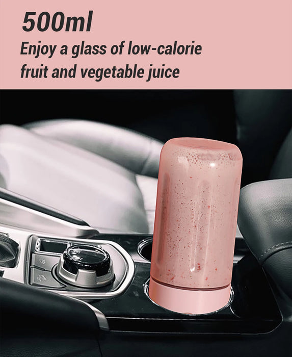 Portable Blender Bottle Fruit Juicer 500ML Personal Lemon Blender with 6 Blades BPA Free Kitchen Automatic Fresh Squeezer Travel