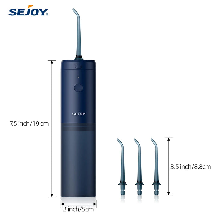 Sejoy Water Flosser Portable Dental Oral Irrigator with 3 Modes, 3 Replaceable Jet Tips , Rechargeable Waterproof Teeth Cleaner