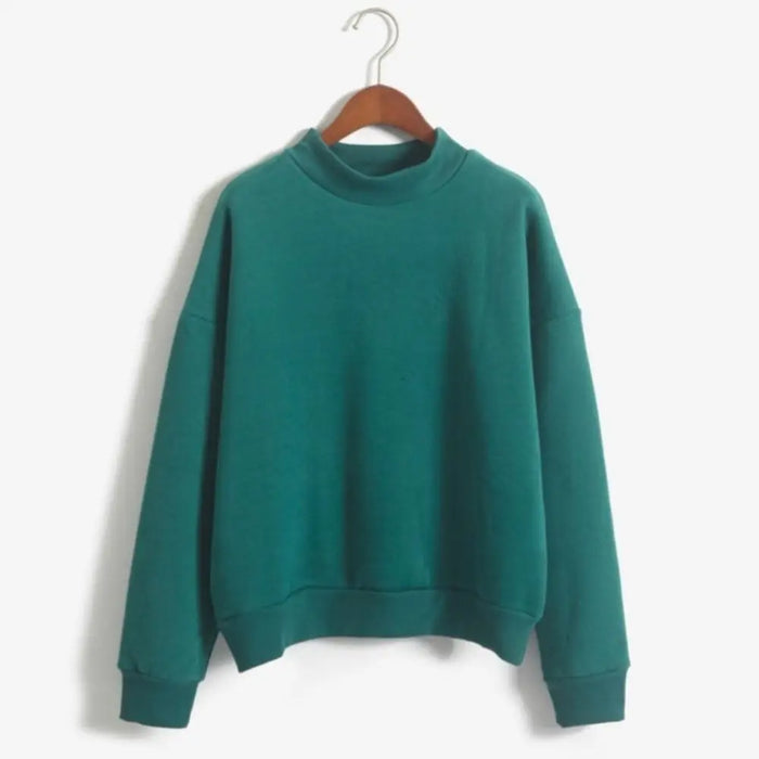 Autumn Winter Casual Women Solid Color Crew Neck Long Sleeve Sweatshirt Pullover