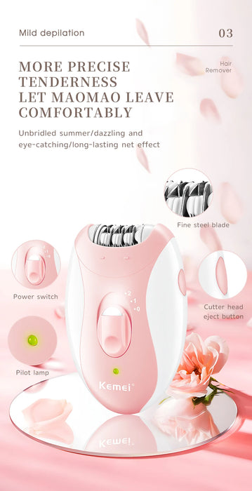 Kemei Epilator Man Women Electric Lady Body Hair Remover Removal Shaver Leg Armpit Face Hair Depilatory Rechargeable 2 Speeds