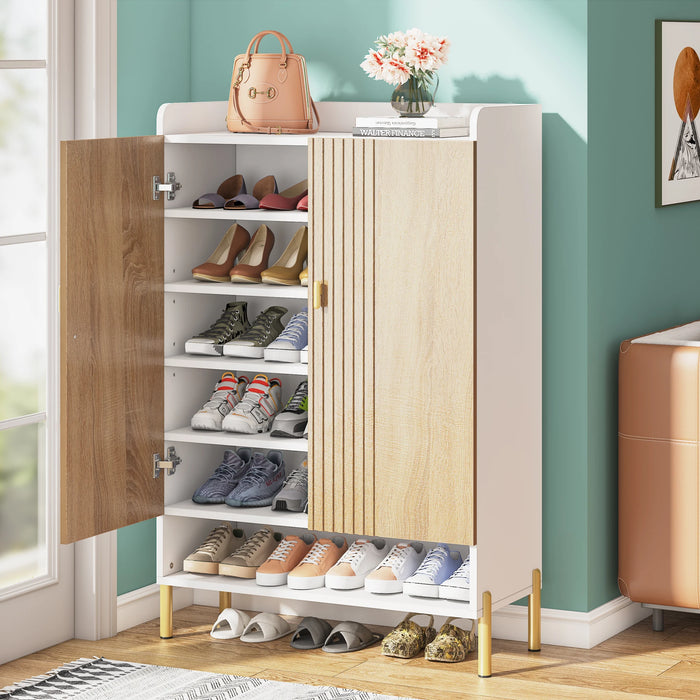 Tribesigns Shoe Cabinet Storage Entryway: 6-Tier Shoe Organizer Cabinet with Adjustable Shelves