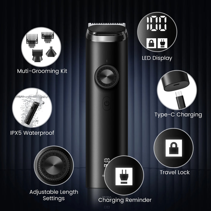 Sejoy Electric Hair Trimmer for men 3 in 1 Shaver Razor Cordless Hair Clipper Rechargeable Nose Hair Trimmer with LED Display