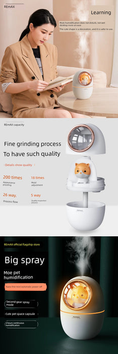 Remax Cute Pet Space Capsule Humidifier Ultra-Quiet Nano Fine Sprays USB Portable Small Night Lamp Automatic Power off Neutral