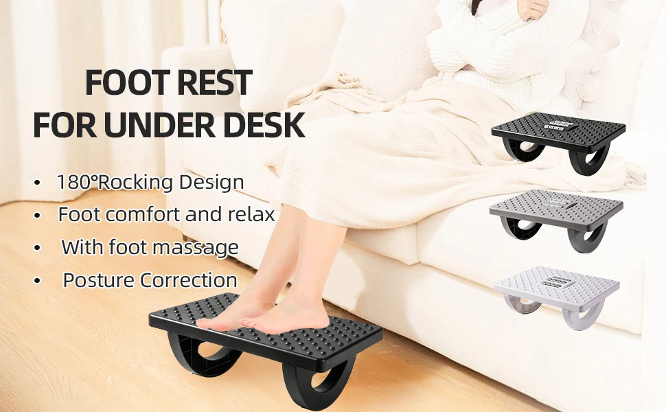 Foot Rest for Under Desk Adjustable Foot Rest Ergonomic Foot Stool Massage for Pressure Relief Portable Footstool Leg Rest Desk