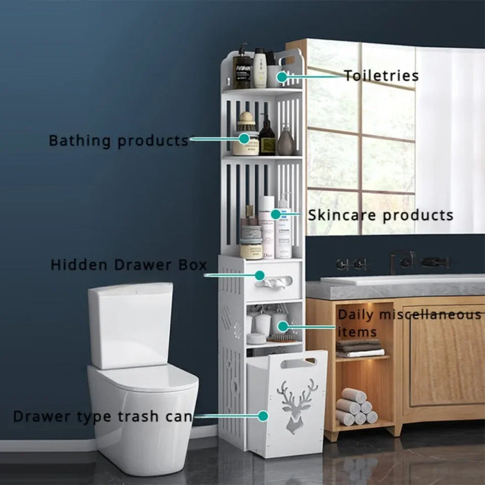 Floor Standing Bathroom Cabinet Multi-Layer Toilet Edge Cabinet Toilet Side Cabinet Storage Slot Storage Cabinet Waterproof