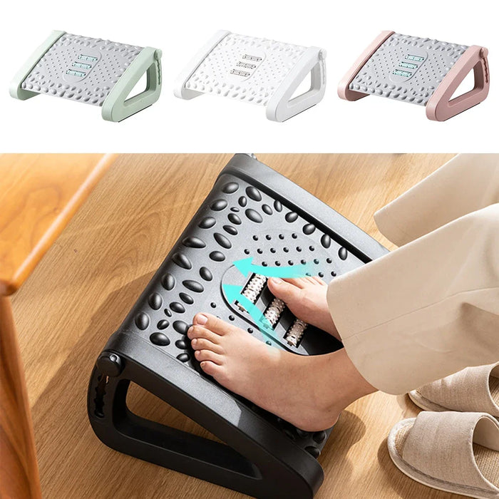 Office Footrest Ergonomic Footrest Stool with Rollers Plastic Adjustable Footrest Stool Comfortable Massage Pad for Home Office