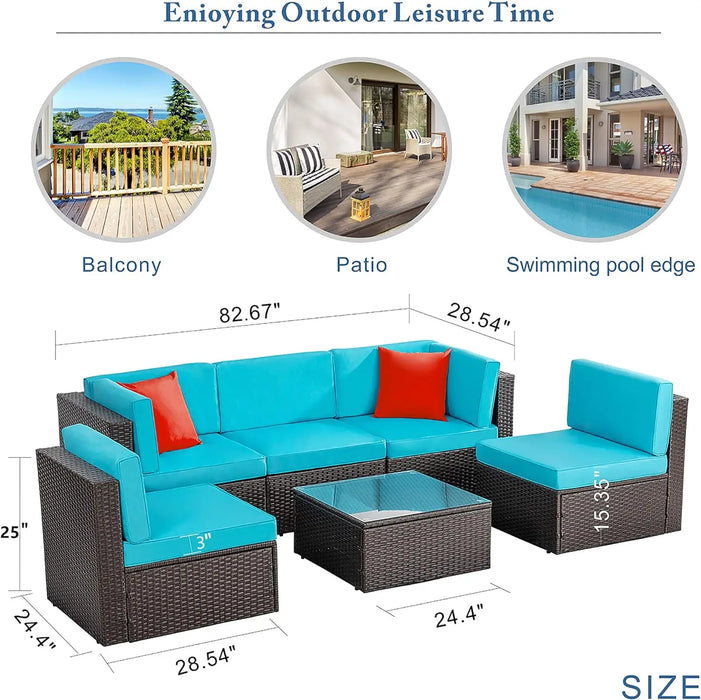 Patio Furniture Sets All-Weather Conversation Set Outdoor Wicker Sectional Sofa Chair w/ Cushion & Coffee Table,Multiple Colors