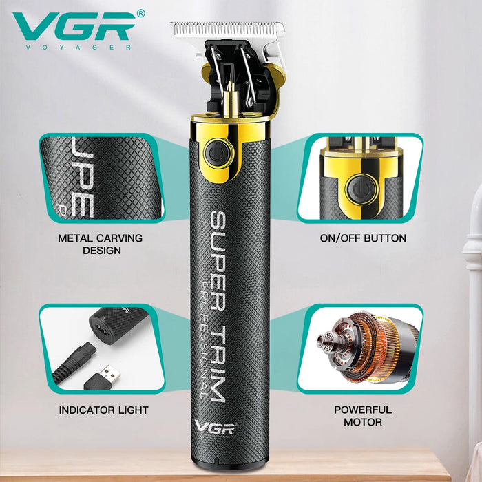 VGR Hair Clipper Professional Hair Trimmer T9 Hair Cutting Machine Household Haircut Machine Rechargeable Trimmer for Men V-082