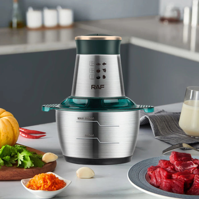 Electric Meat Mincer Grinder Stainless Steel Chopper 2L Food Processor Garlic Mud Maker Blender Large Capacity Kitchen Utensils