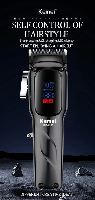 Kemei Professional Barber Hair Trimmer For Men Adjustable Rechargeable Hair Clipper Electric Hair Cutting Machine Cordless